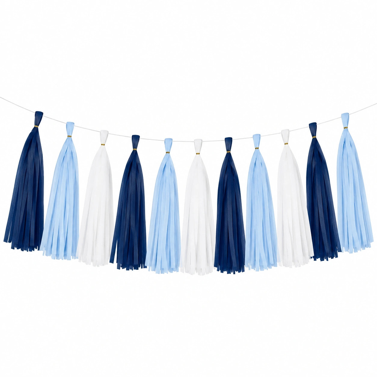 Quastengirlande 150 x 40 cm aus Seidenpapier Blau Hellblau Weiß für Partydekoration festlich