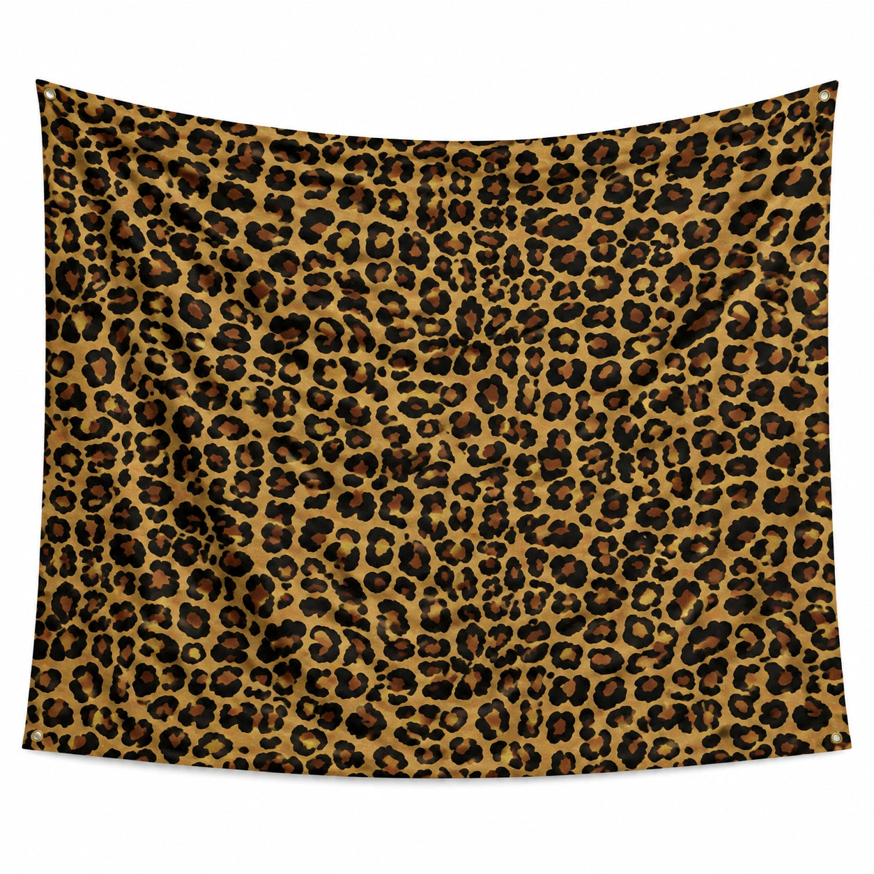 Wandteppich 150 x 150 cm Polyester Braun Schwarz Leopardenmuster mit Ösen für Wanddekoration