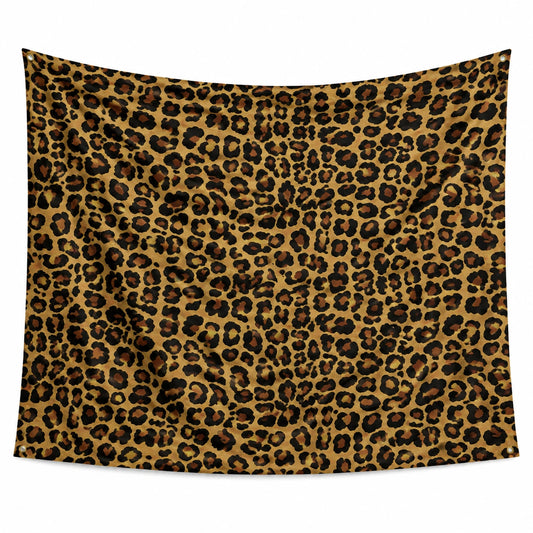 Wandteppich 150 x 150 cm Polyester Braun Schwarz Leopardenmuster mit Ösen für Wanddekoration